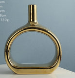 Nordic Style Heart Hollow Out Electroplated Ceramic Vase Decoration