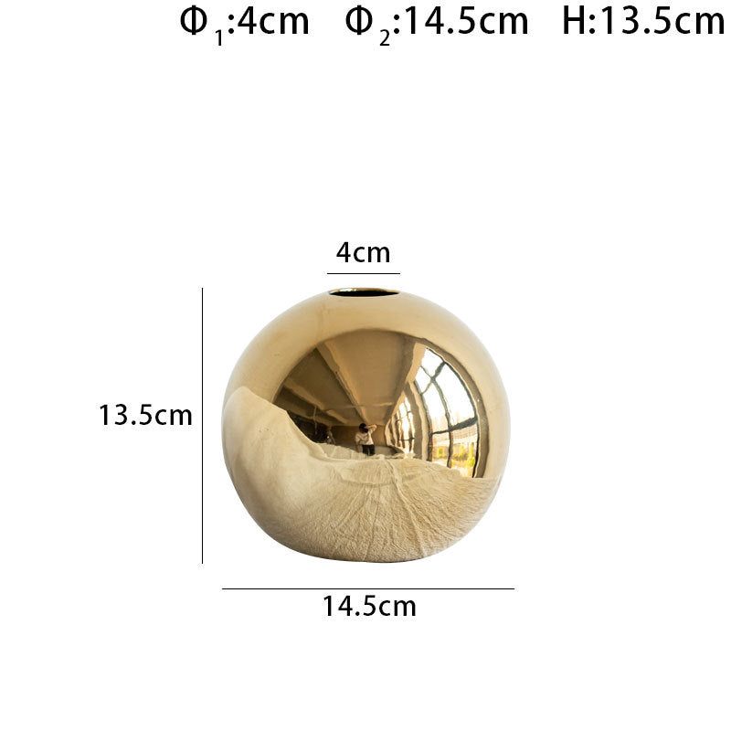 Modern Gold Ceramic Sphere Vase – Luxury Home Decor Accent