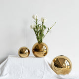 Modern Gold Ceramic Sphere Vase – Luxury Home Decor Accent