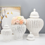 Modern Hollow Ceramic Vase – Electroplated Porcelain Decor