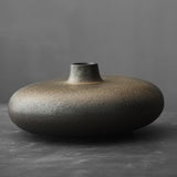 Japanese Black Glazed Ceramic Vase – Zen Antique Table Decor