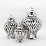 Modern Hollow Ceramic Vase – Electroplated Porcelain Decor