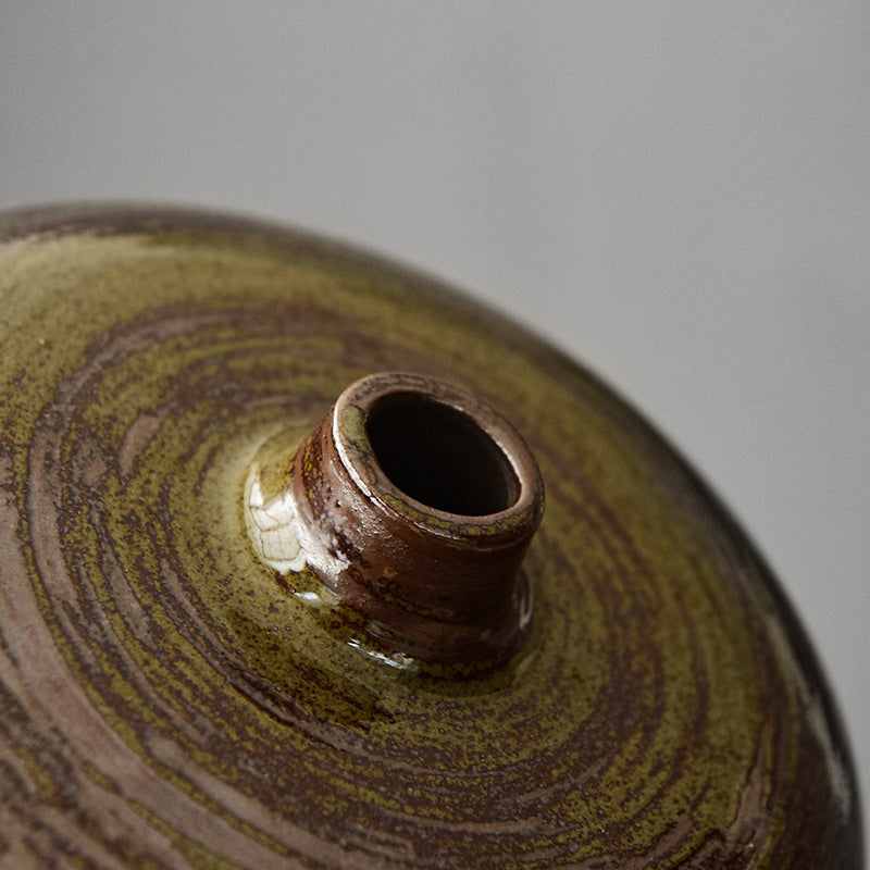 Japanese Black Glazed Ceramic Vase – Zen Antique Table Decor