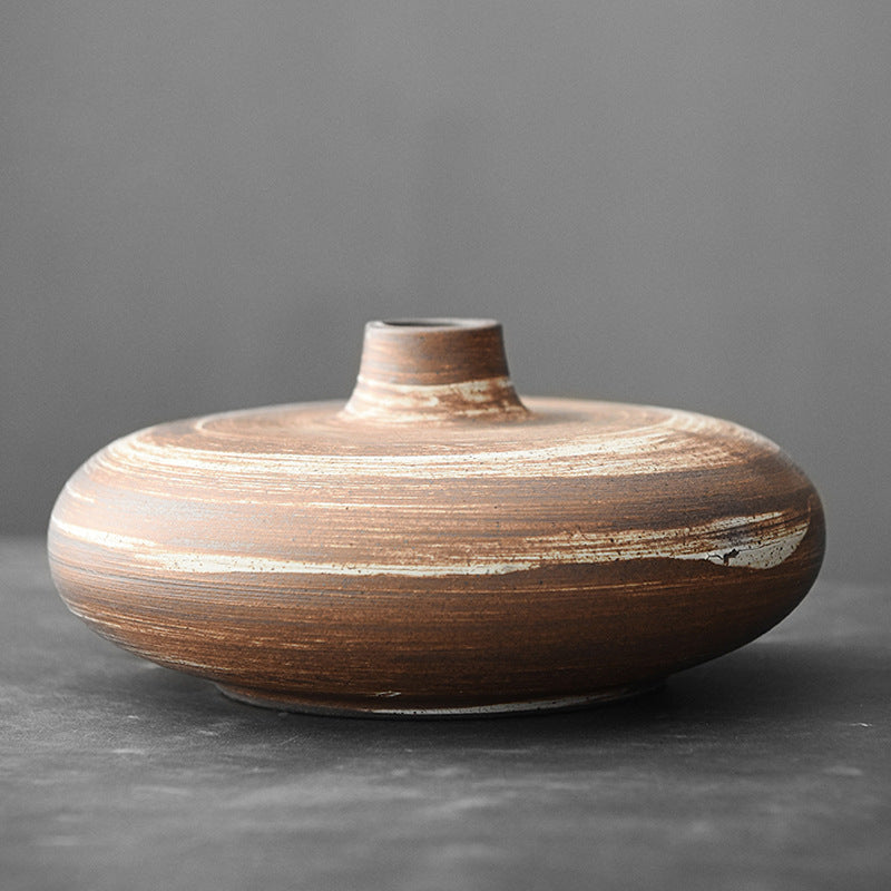 Japanese Black Glazed Ceramic Vase – Zen Antique Table Decor