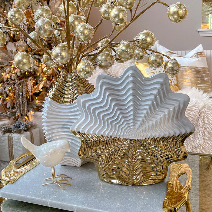 Modern Gold Ceramic Vase – Luxury Electroplated Home Decor Accent