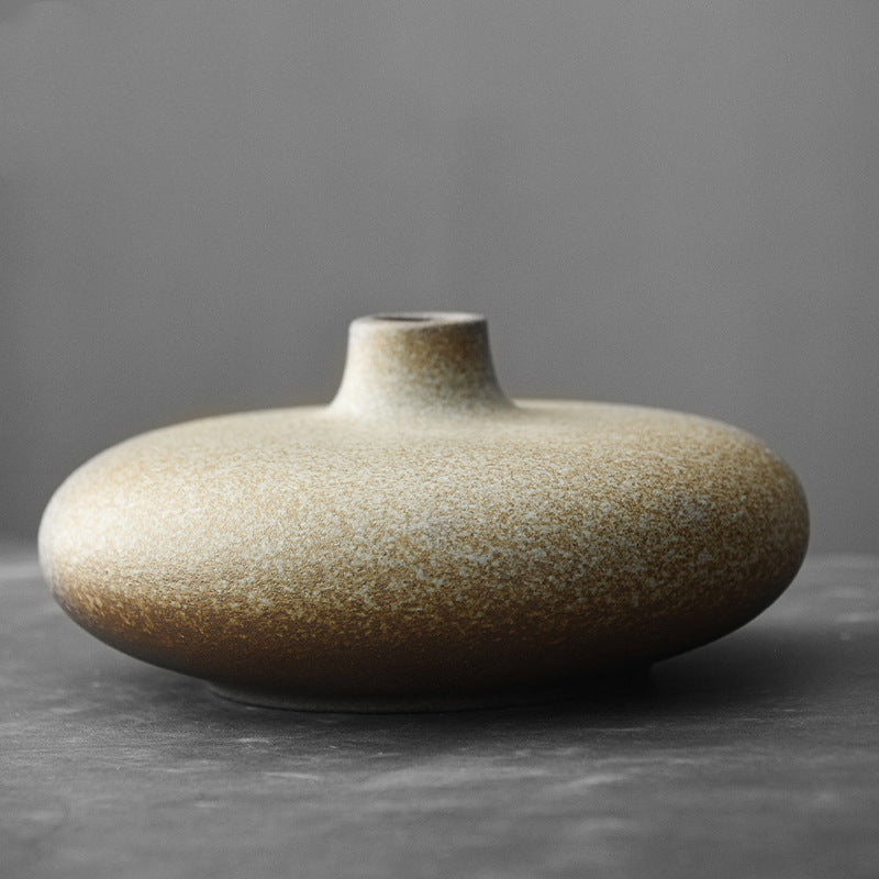 Japanese Black Glazed Ceramic Vase – Zen Antique Table Decor