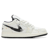 Air Jordan 1 Low SE (GS) 'Paint Splatter' - Sail/Black/Total Orange