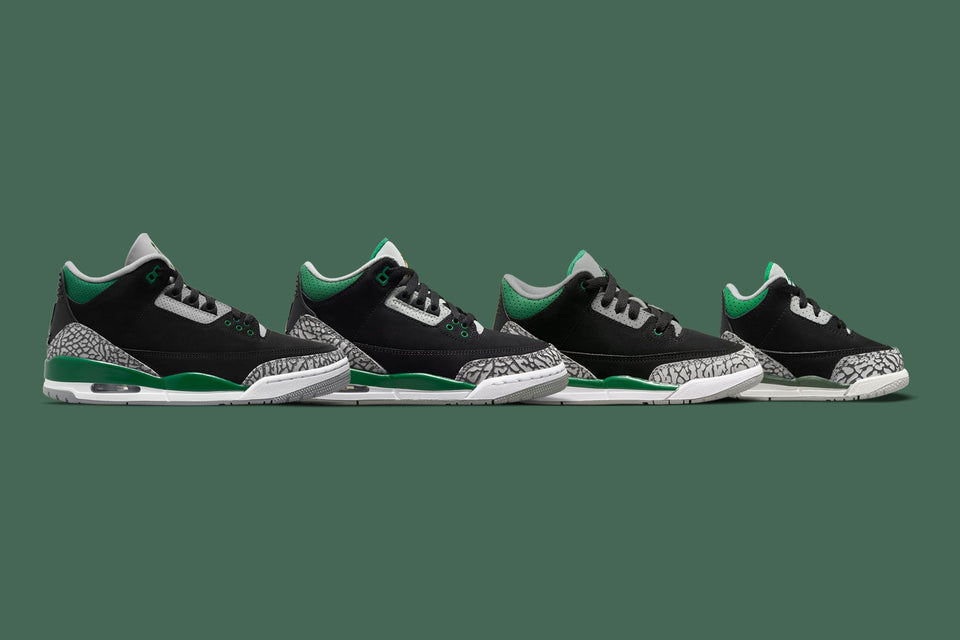 Air Jordan 3 Retro (GS) "Pine Green" - Black/Pine Green/Silver