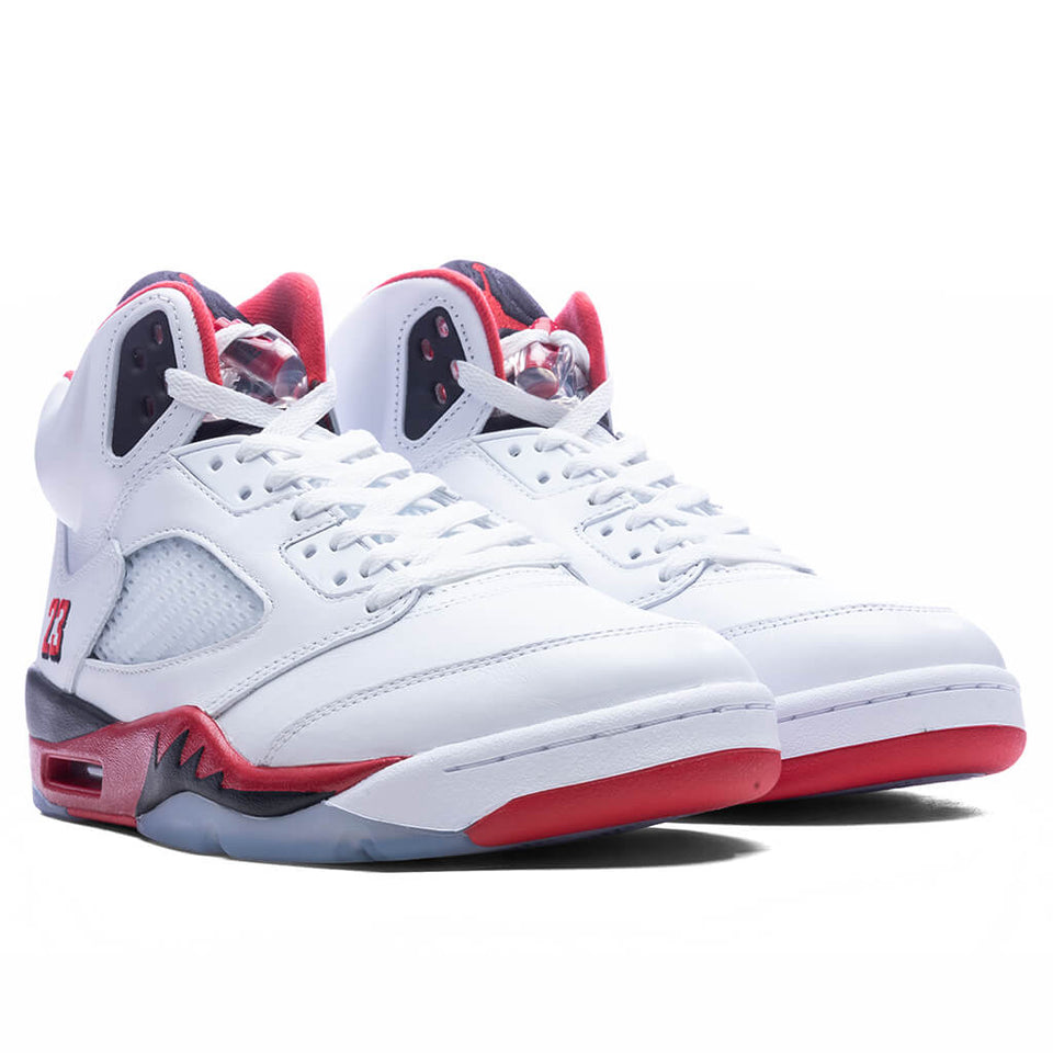 Air Jordan 5 Retro OG Fire Red 'Black Tongue' - White/Fire Red/Black