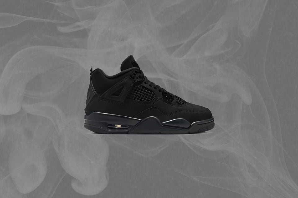 Air Jordan 4 Retro 'Black Cat' (GS) - Black/Light Graphite