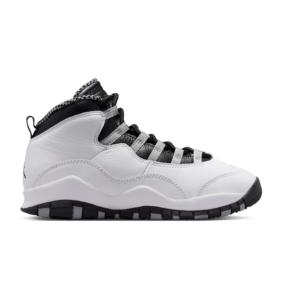 Air Jordan 10 Retro 'Steel' (GS) - White/Black/Light Steel Grey/Dark Powder Blue