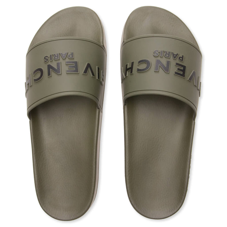 Slide Flat Sandals - Khaki
