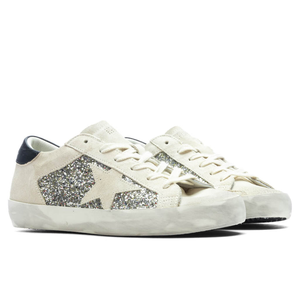 Women's Glitter Suede Super Star - Platinum/Beige/Black