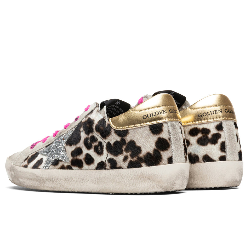 Women's Super-Star Sneakers - Ice/White/Black Leopard/Gold