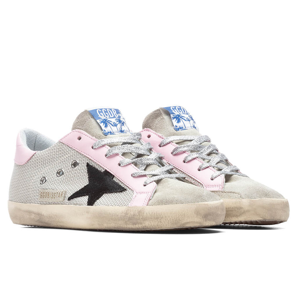 Women's Super-Star Sneakers - Silver/Black/Baby Pink