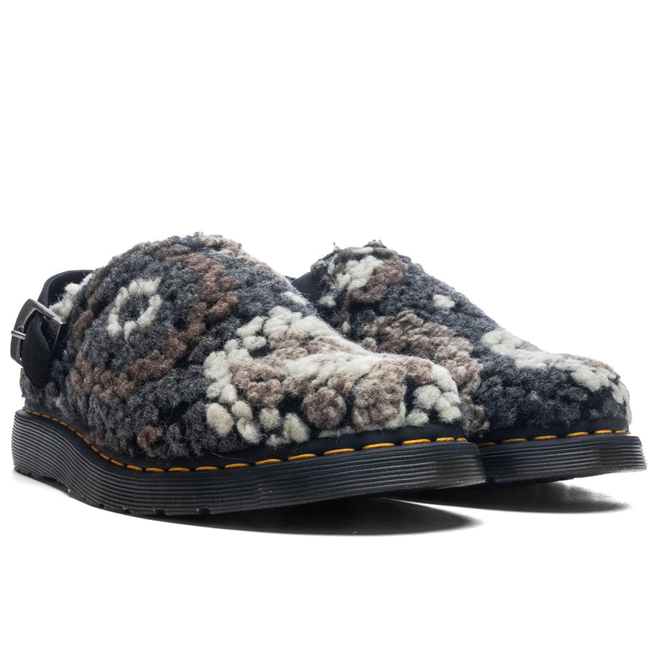 Isham Crochet Wool Suede Mules - Black