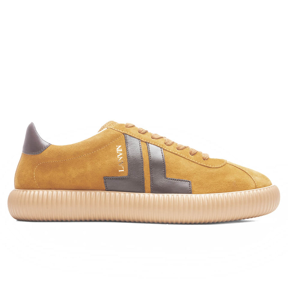 Glen Leather & Suede Low Top Sneaker  - Mustard