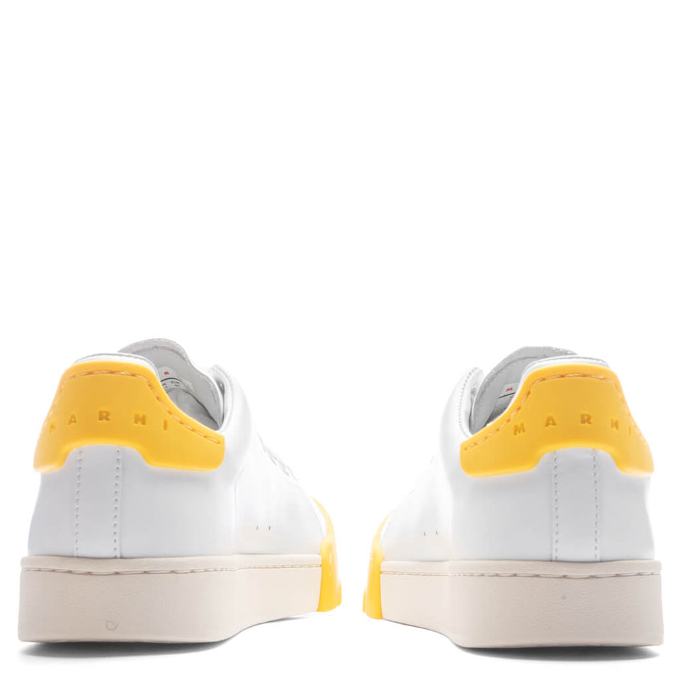 Leather Sneakers - Lily White/Yellow