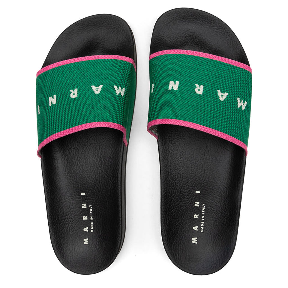 Rubber Slide - Garden Green/Fuchsia/Silk White