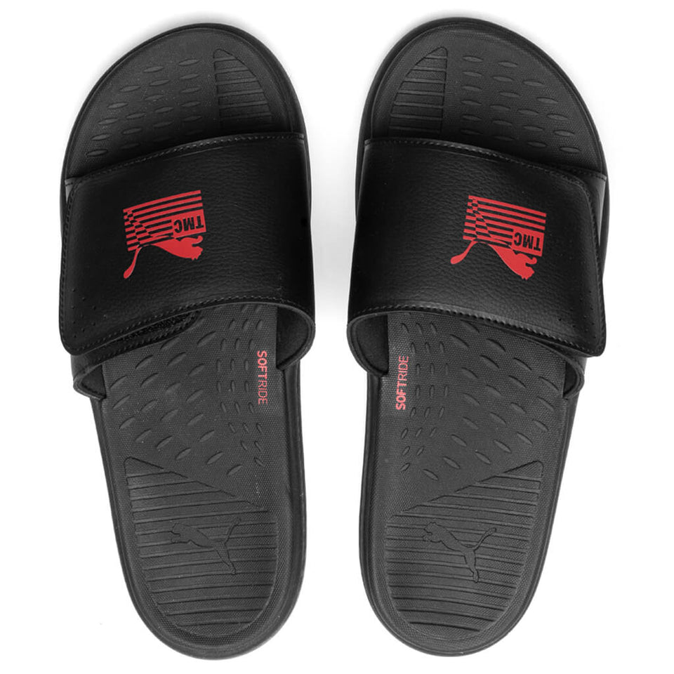 Puma x TMC SoftRide Slides - Black/High Risk Red