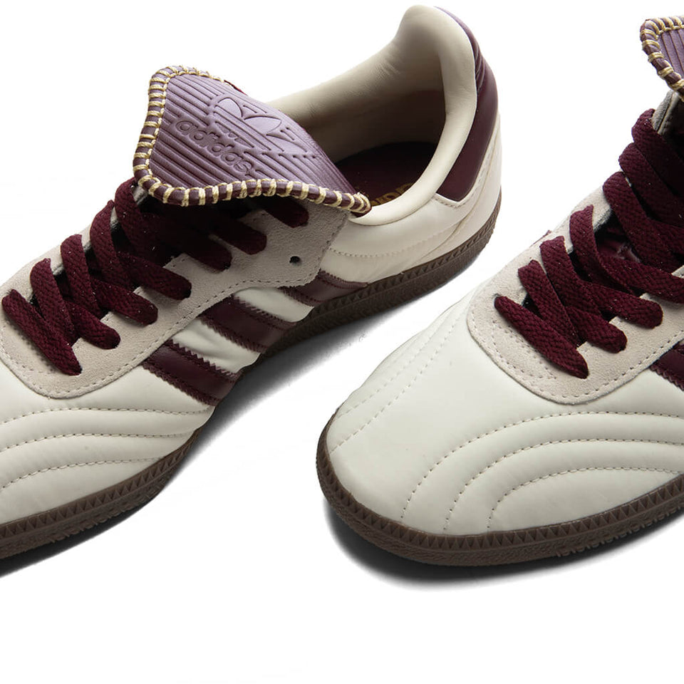 Womens Samba Long Tongue - Cream White/Maroon/Gold Metallic