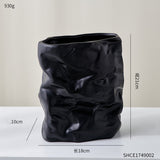 Modern Pleated Ceramic Vase – Nordic Luxury Decor with Tulips
