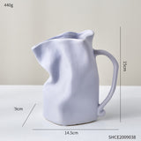 Modern Pleated Ceramic Vase – Nordic Luxury Decor with Tulips