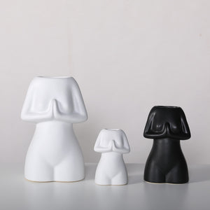 Modern Minimalist Porcelain Yoga Figure Vase Ornament