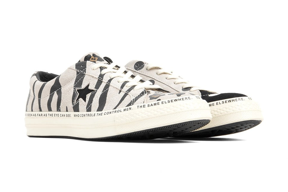 Converse x Brain Dead One Star Ox - Egret/Black/Multi