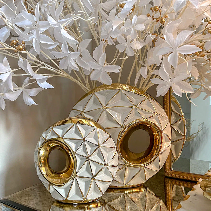 Modern Gold Ceramic Vase – Luxury Electroplated Home Decor Accent