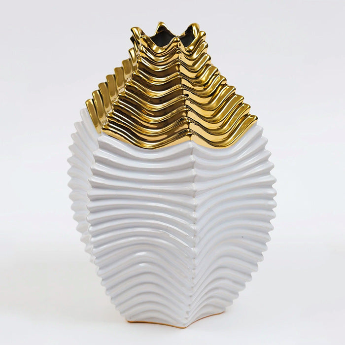 Modern Gold Ceramic Vase – Luxury Electroplated Home Decor Accent