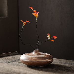 Japanese Black Glazed Ceramic Vase – Zen Antique Table Decor
