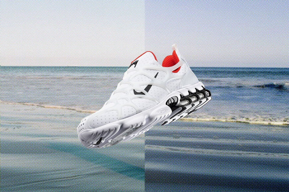 Nike x Stussy Air Zoom Spiridon Kukini - White/Habanero Red